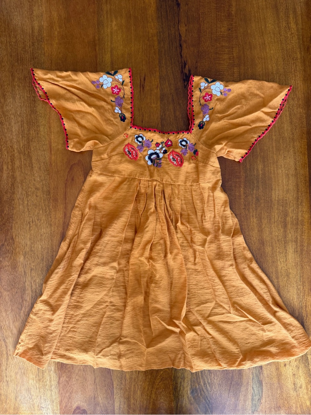 Madewell Mustard Orange Floral Embroidered Dress XS
